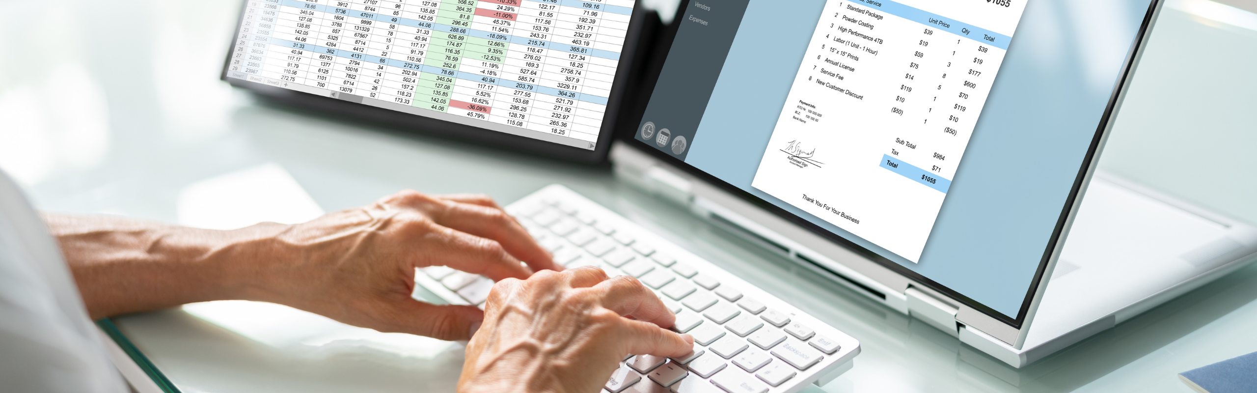 Woman Analyzing Digital E Invoice