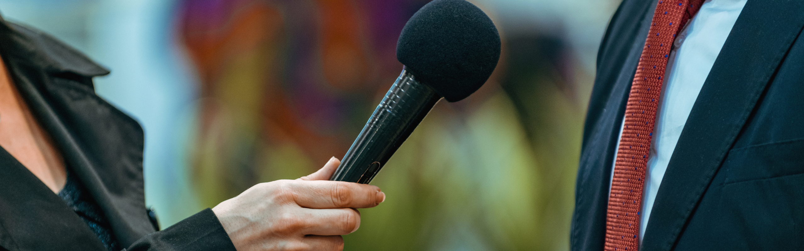 Journalist Interview. Businessman Speaker Answering Questions