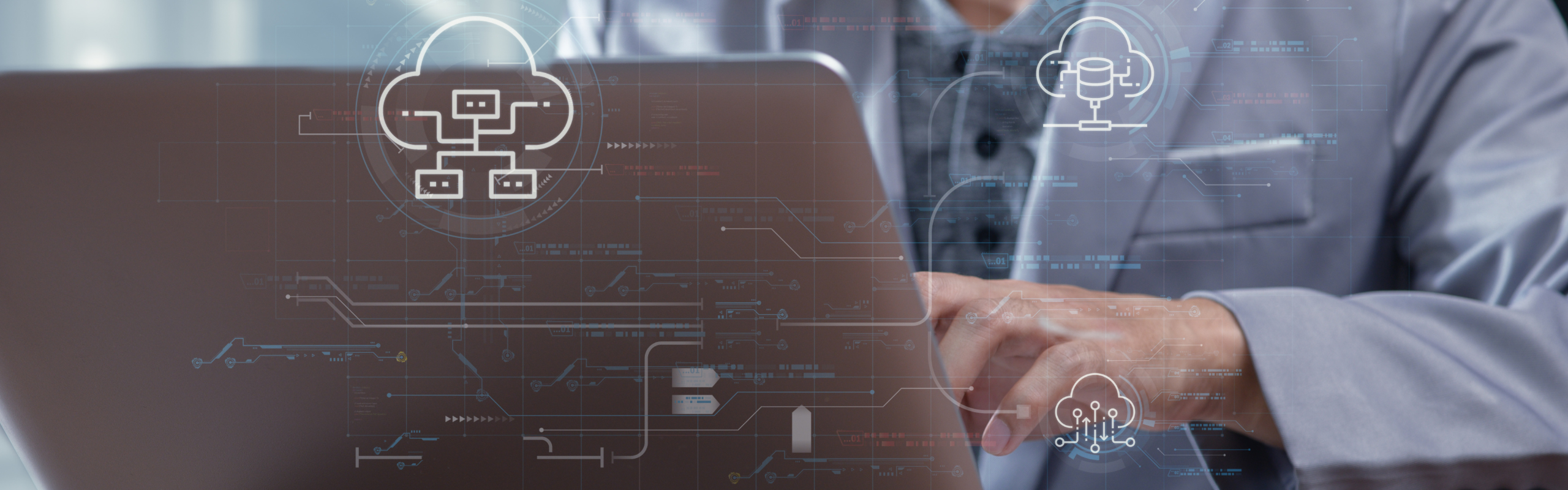 Modern Technology and Cloud Computing Concepts with Laptop Usage