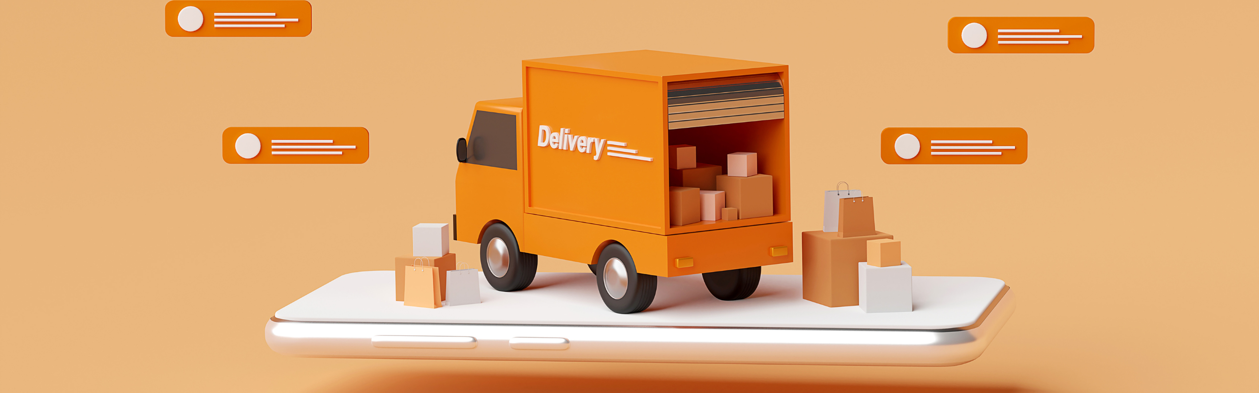 E-Commerce Concept, Delivery Service on Mobile Application