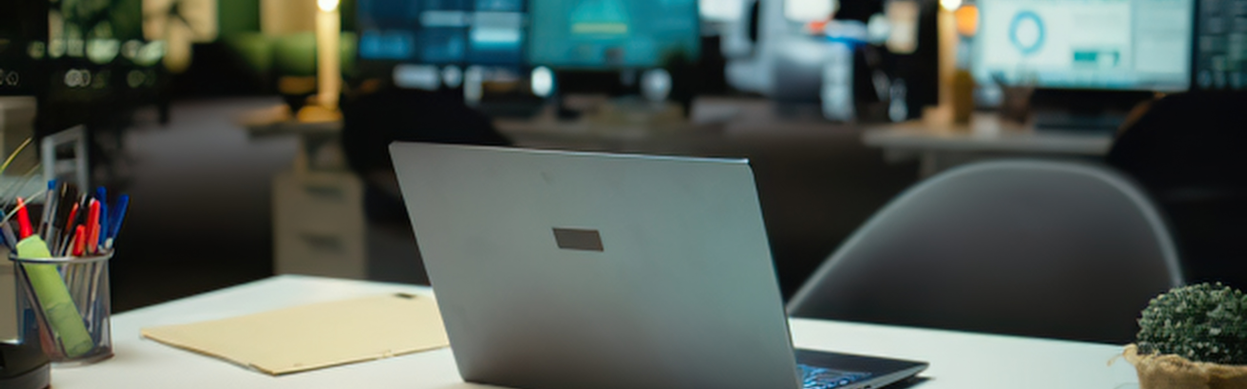 Modern laptop on a clean workspace in office