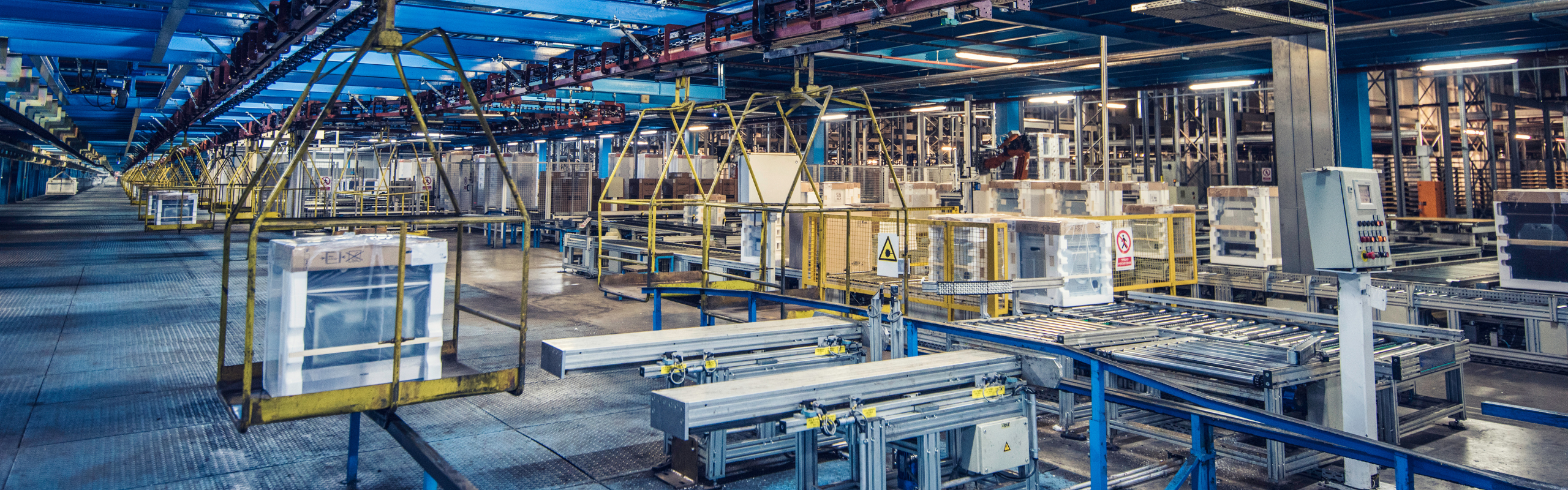 Products moving on production line
