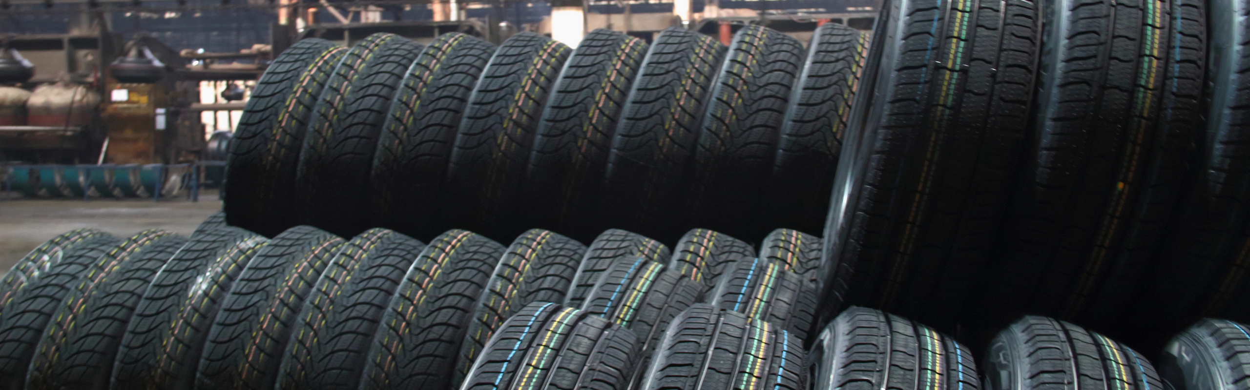 Produced tires storage at rubber production plant
